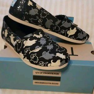 Toms Alpargata Shoes Glow in the Dark Ghosts/Iridescent Glitter Shoes Size 8
